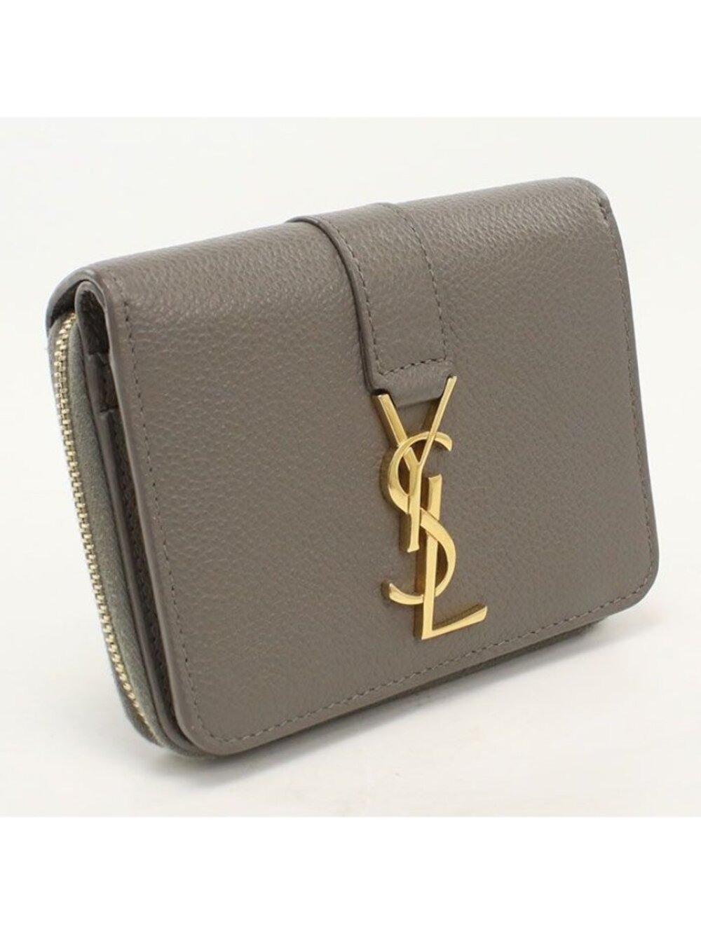 Saint Laurent Large Zip Wallet YSL Line Bifold Calfskin